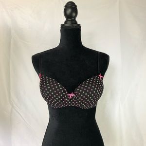 Betsey Johnson Intimates Black Pink Polka Dot Bra